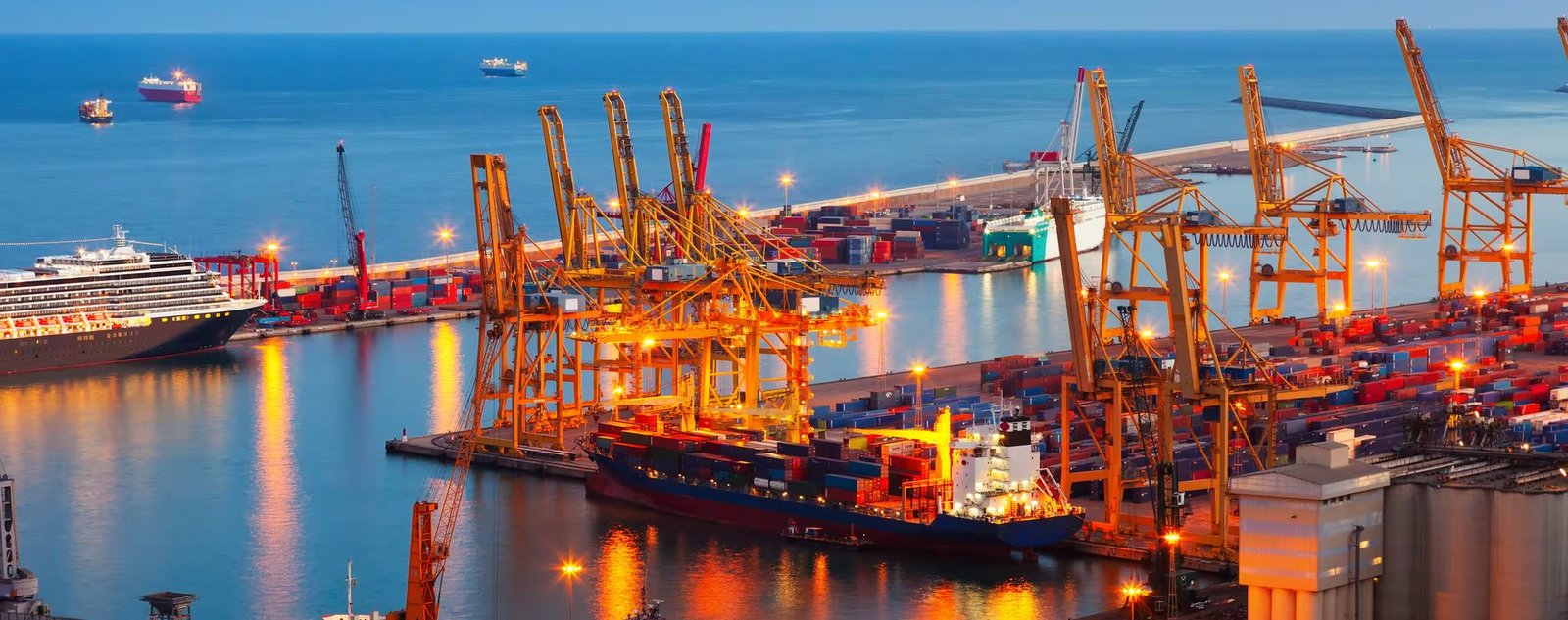 Port terminal at night