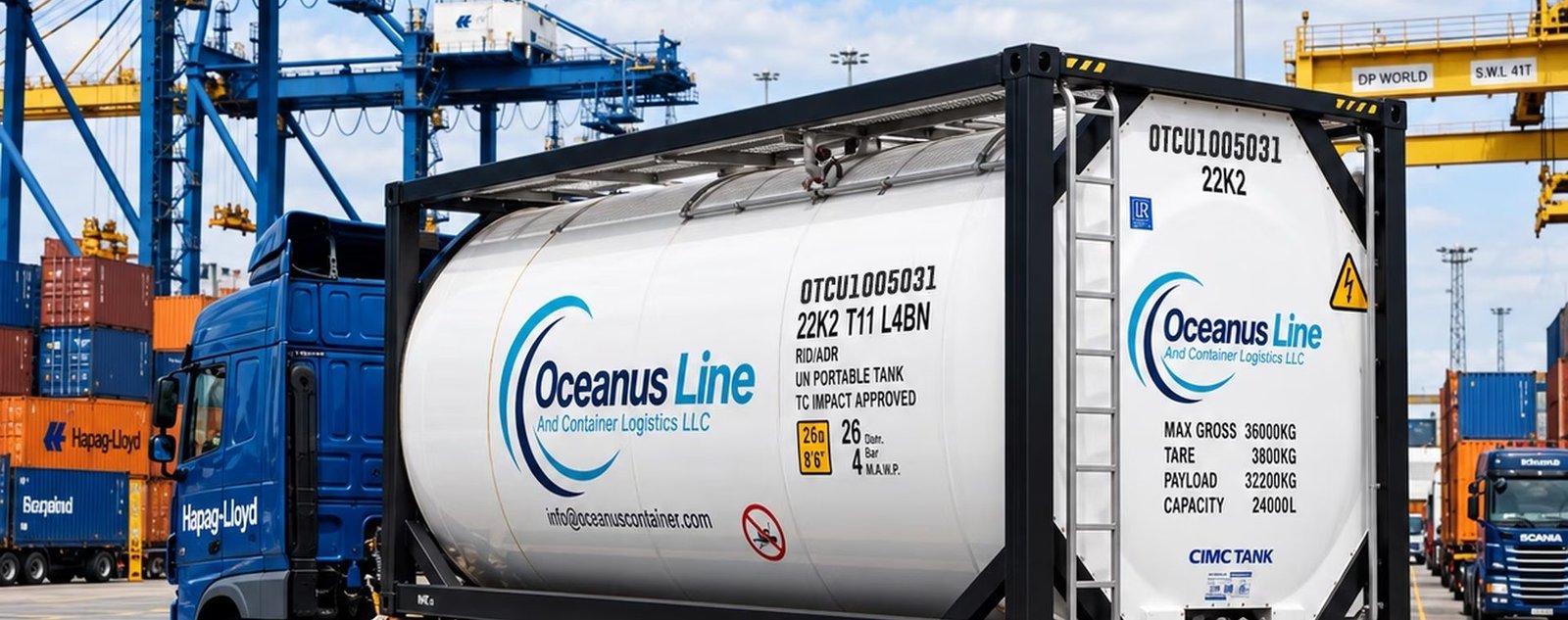 Oceanus Line ISO tank container at the terminal