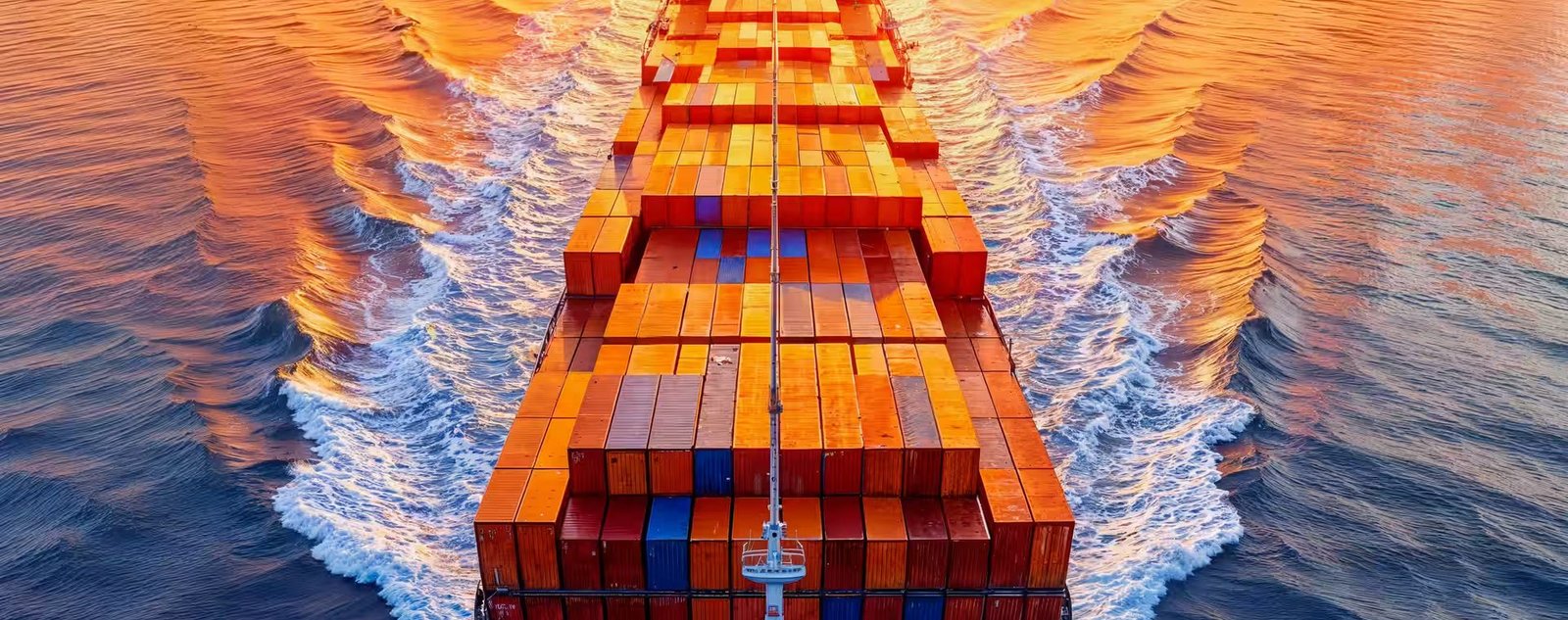 Container vessel under way at sea