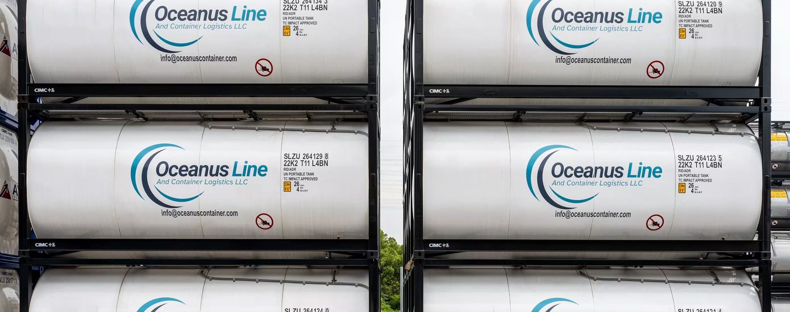 Oceanus Line ISO tank fleet in the yard